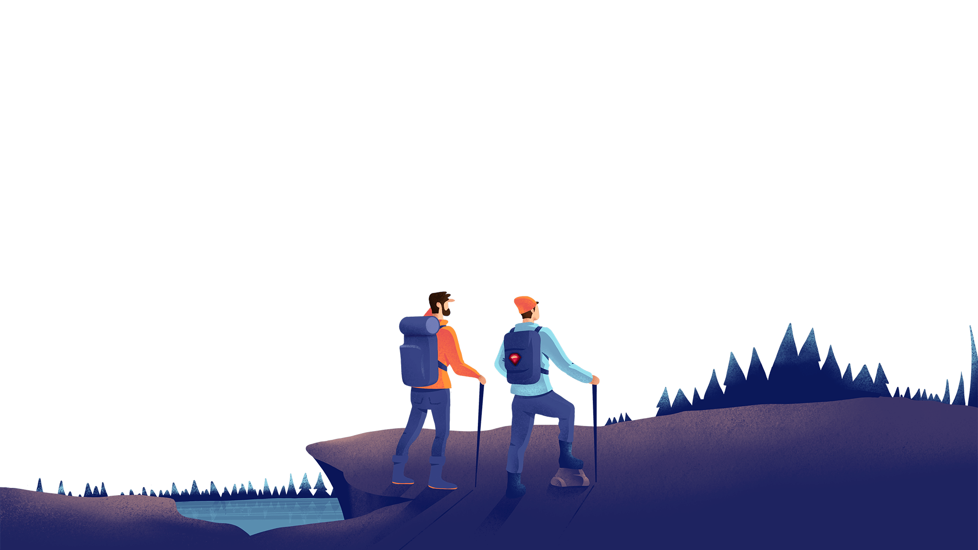 Hikers on mountain ridge