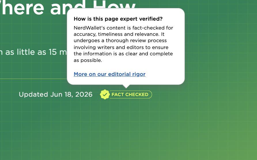 Opening the badge explains the review process and links out to the full editorial standards page